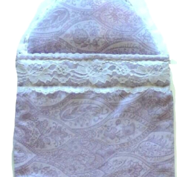 Doll Bedding Sleeping Bag Lavender Paisley Cotton Fabric Lace Details - Picture 4 of 5